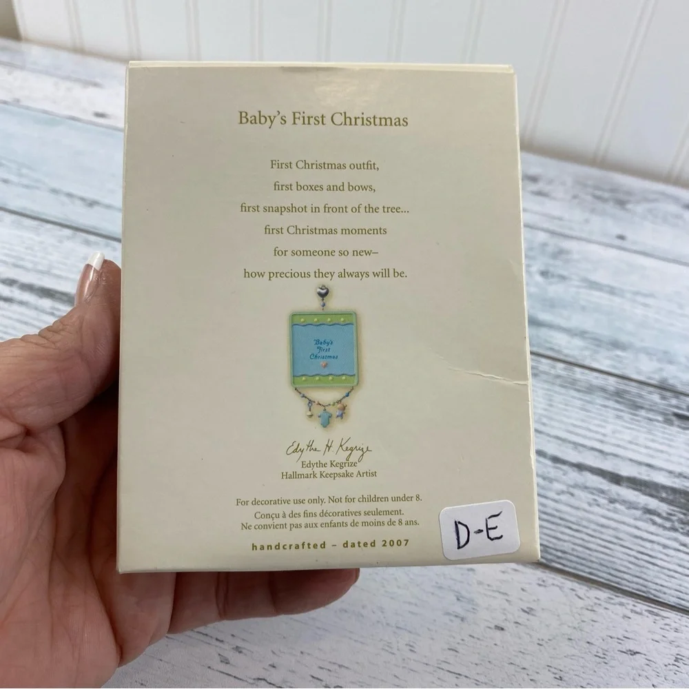 Hallmark Keepsake Baby's‎ First Christmas Jewelry Photo Frame - Blue and Yellow